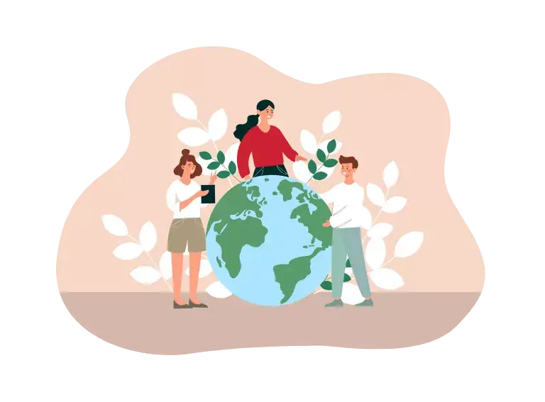 Ludzie przy planecie